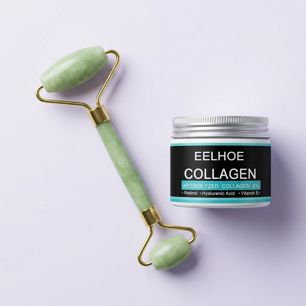 Combo ViralXpress: Rodillo de Jade + Crema Colágeno Eelhoe
